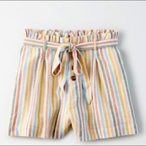 Striped high waisted Paperbag shorts